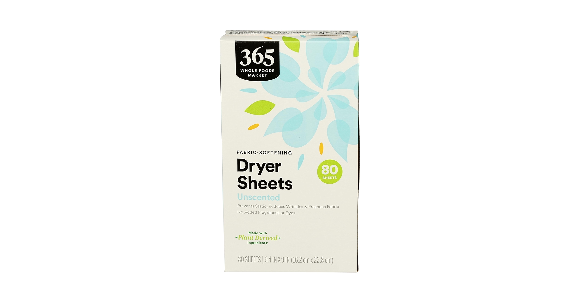 Fabric-Softening Dryer Sheets - Unscented by 365 by Whole Foods Market - Non-toxic, SLOW rated product free from harmful chemicals