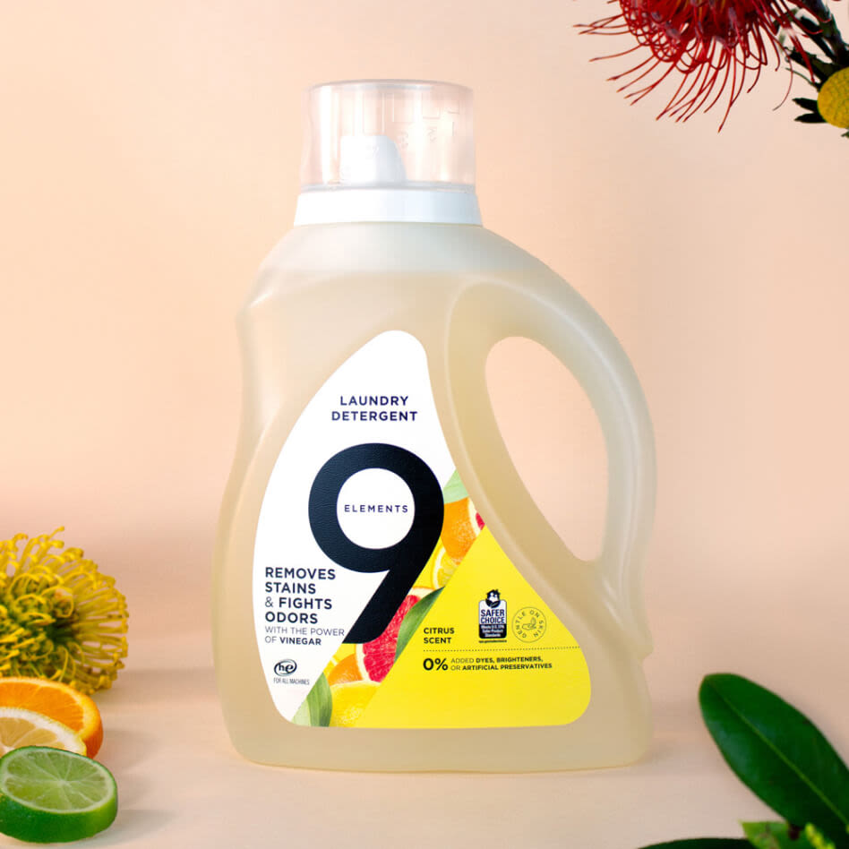 Liquid Laundry Detergent - Citrus Scent by 9 ELEMENTS - Non-toxic Household Cleaning Products product rated STOP by Million Marker, free from BPA, phthalates, and parabens