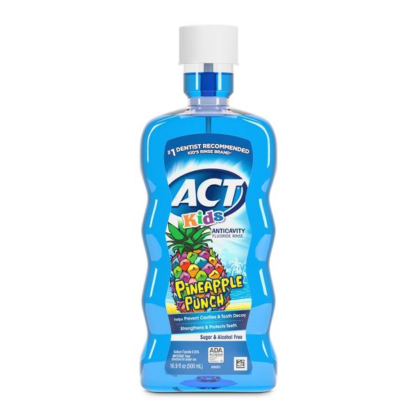Kids Anticavity Fluoride Rinse - Pineapple Punch by ACT - Non-toxic, STOP rated product free from harmful chemicals