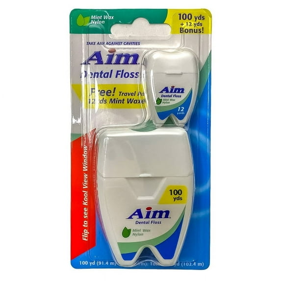 Dental Floss - Mint Waxed Nylon by Aim - Non-toxic, STOP rated product free from harmful chemicals