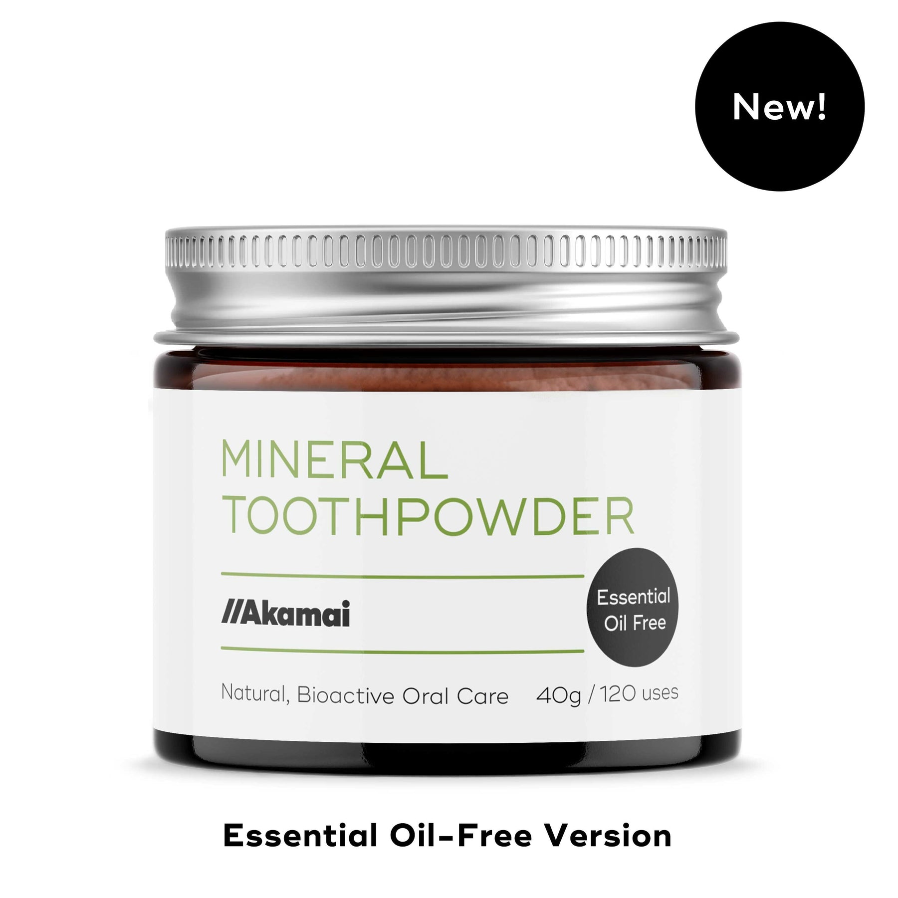 Mineral Toothpowder - Essential Oil Free by Akamai - Non-toxic, GO rated product free from harmful chemicals