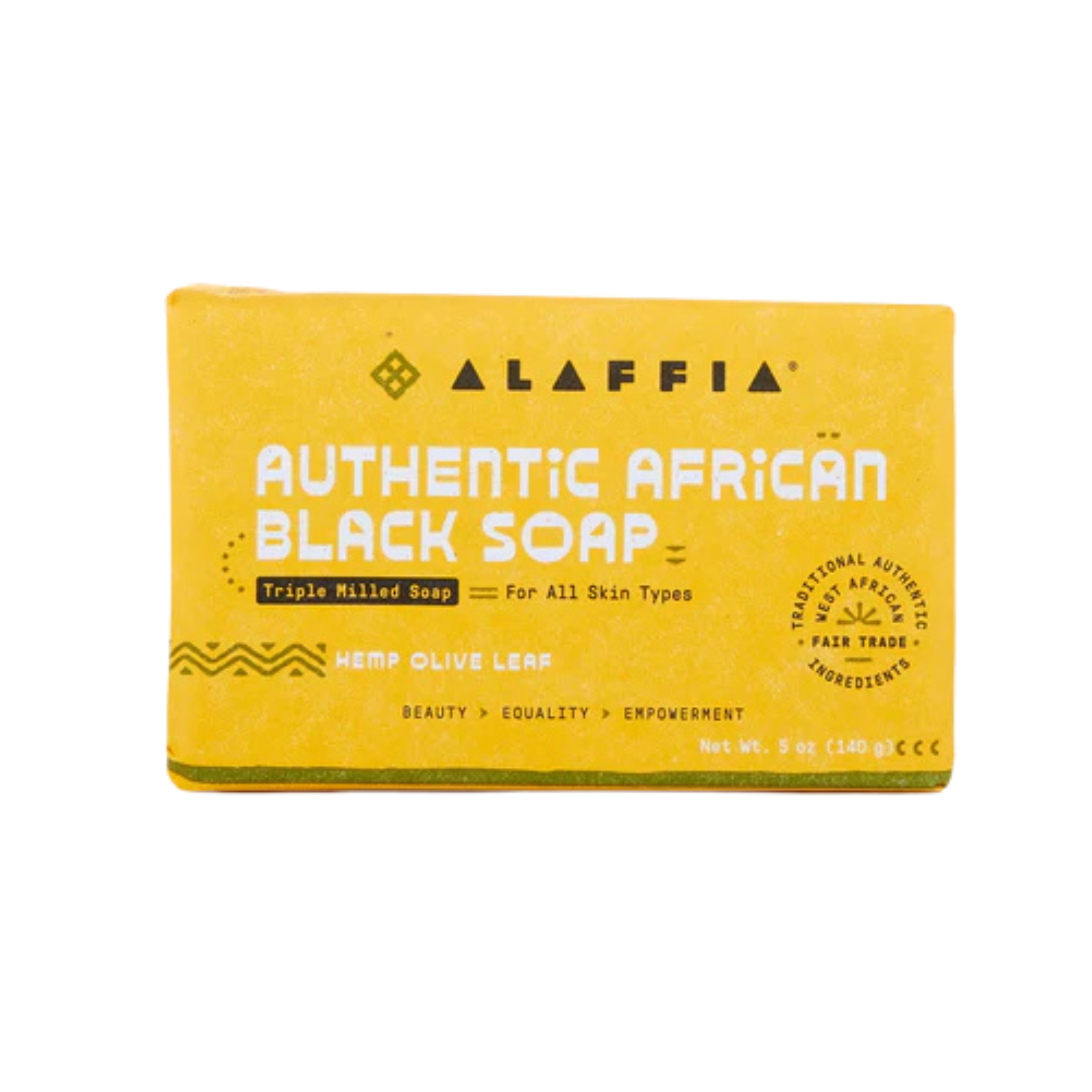 Authentic African Black Soap Triple Milled - Hemp Olive Leaf by Alaffia - Non-toxic, SLOW rated product free from harmful chemicals