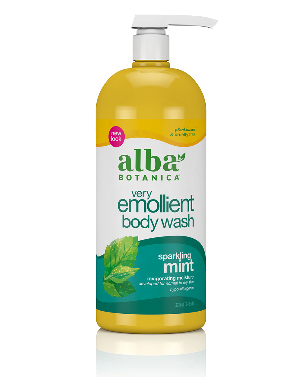 Very Emollient Bath & Shower Gel, Sparkling Mint by Alba Botanica - Non-toxic, SLOW rated product free from harmful chemicals