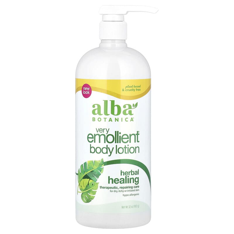 Very Emollient Body Lotion - Herbal Healing by Alba Botanica - Non-toxic Body Oils, Butters + Lotions product rated SLOW by Million Marker, free from BPA, phthalates, and parabens
