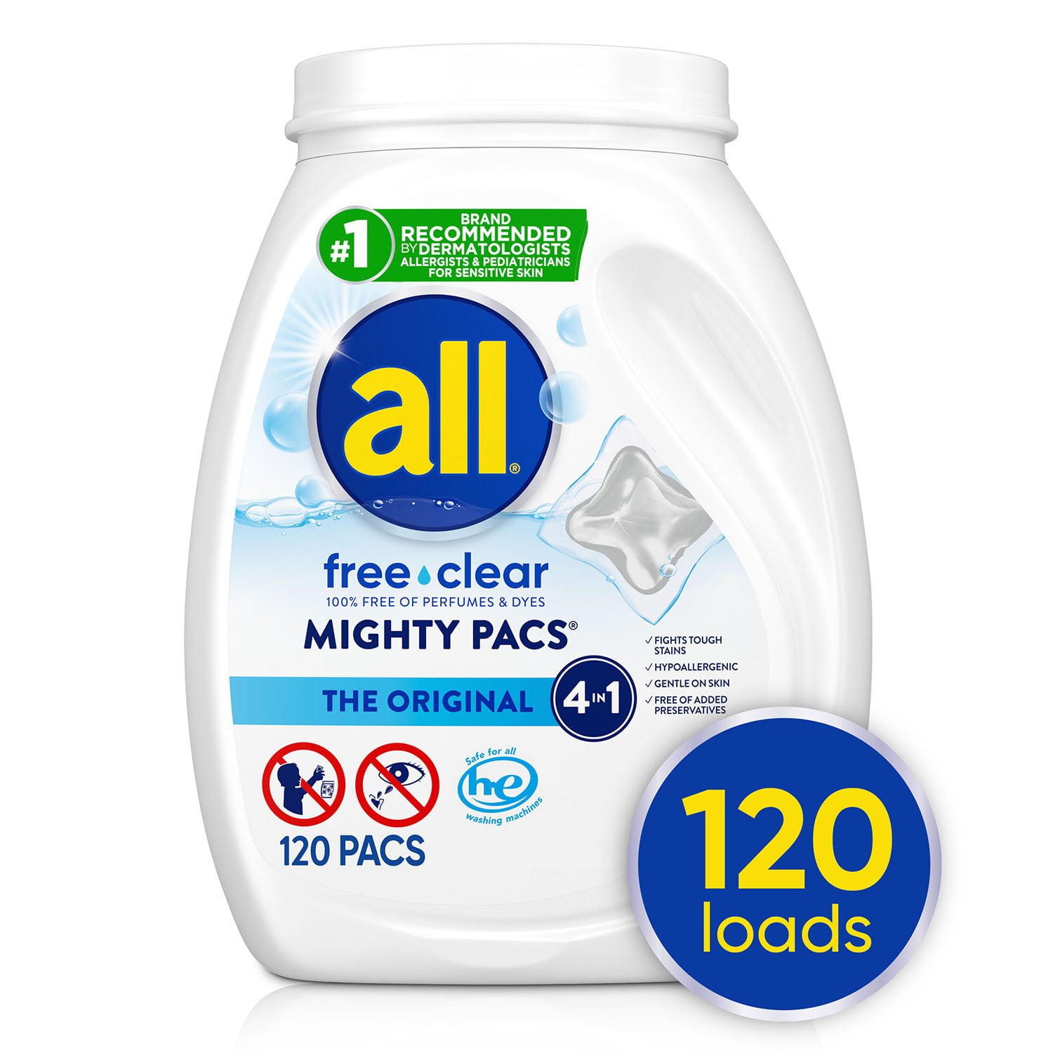 Free and Clear Odor Relief 4 in 1 Mighty Pacs by All - Non-toxic, STOP rated product free from harmful chemicals