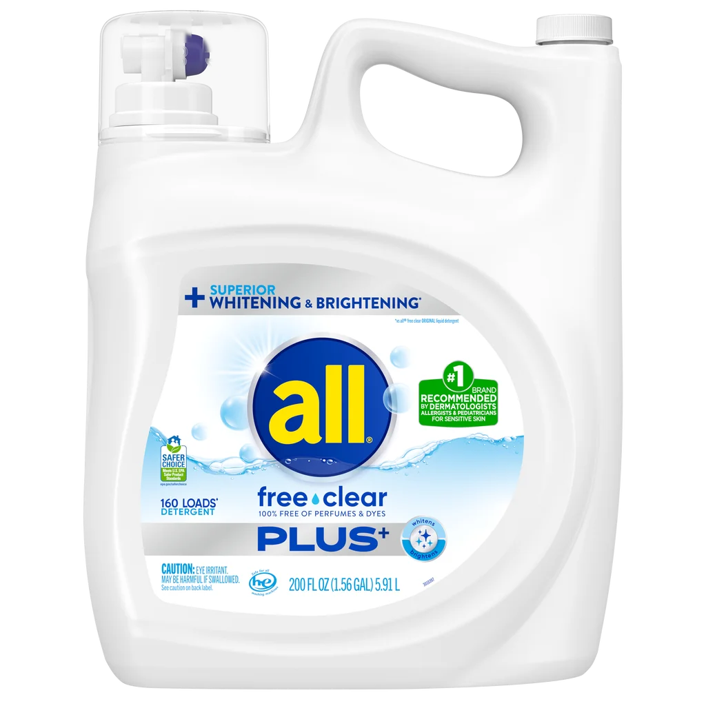 Free & Clear Plus+ Liquid Laundry Detergent by All - Non-toxic, STOP rated product free from harmful chemicals