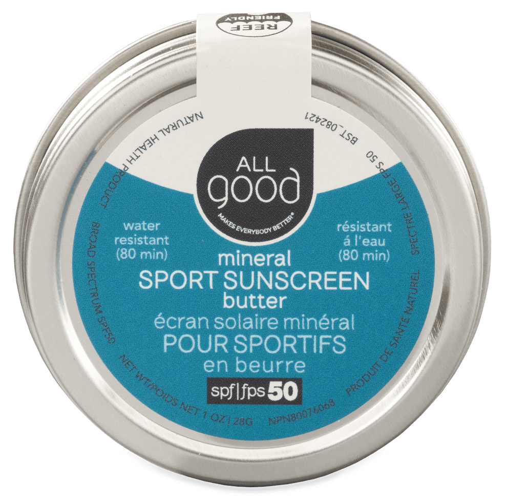 Sport Mineral Sunscreen Butter Tin - SPF 50 by All Good - Non-toxic, GO rated product free from harmful chemicals