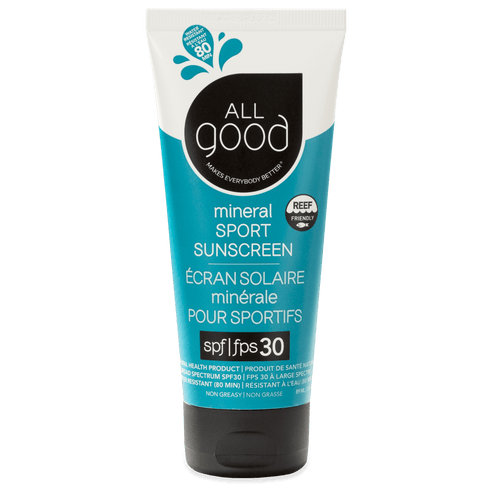 Sport Mineral Sunscreen Lotion, Reef Friendly, SPF 30+ for Face & Body by All Good - Non-toxic Sunscreens product rated GO by Million Marker, free from BPA, phthalates, and parabens