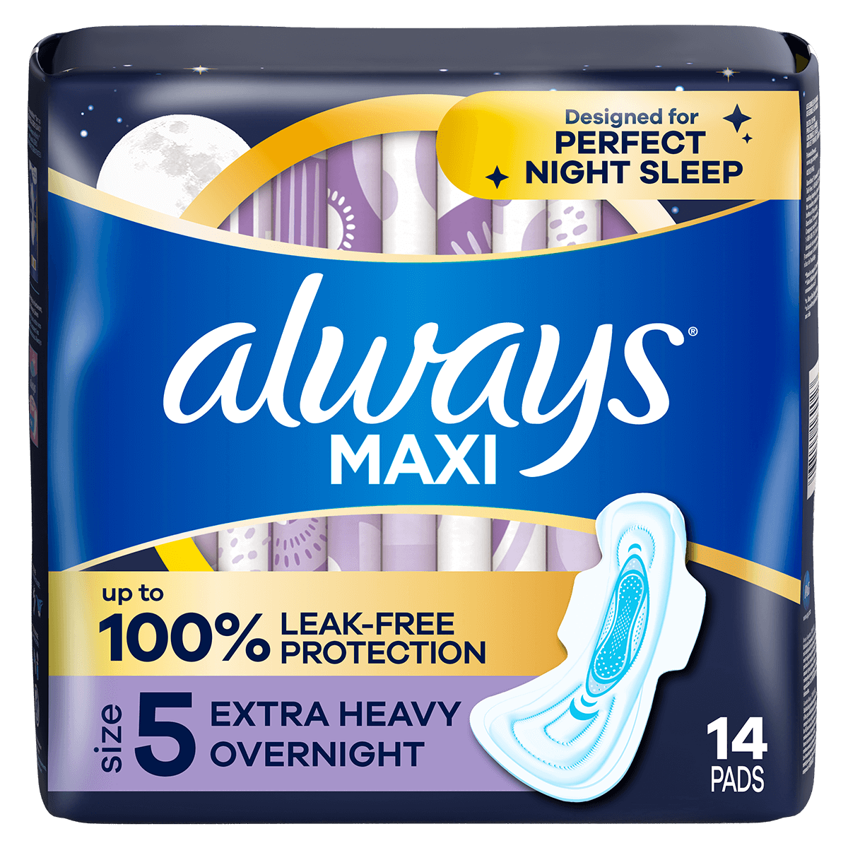 Maxi Extra Heavy Overnight Pads by Always - Non-toxic, STOP rated product free from harmful chemicals