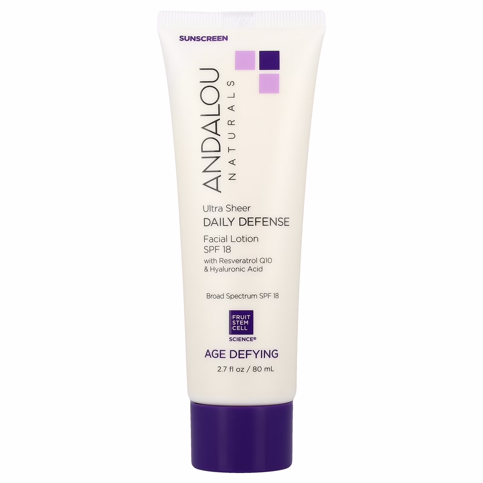 Ultra Sheer Daily Defense Facial Lotion SPF 18 by ANDALOU NATURALS - Non-toxic, STOP rated product free from harmful chemicals