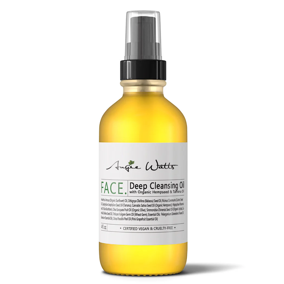 Face. Plant-based Deep Cleansing Oil by Angie Watts - Non-toxic Facial Care product rated SLOW by Million Marker, free from BPA, phthalates, and parabens