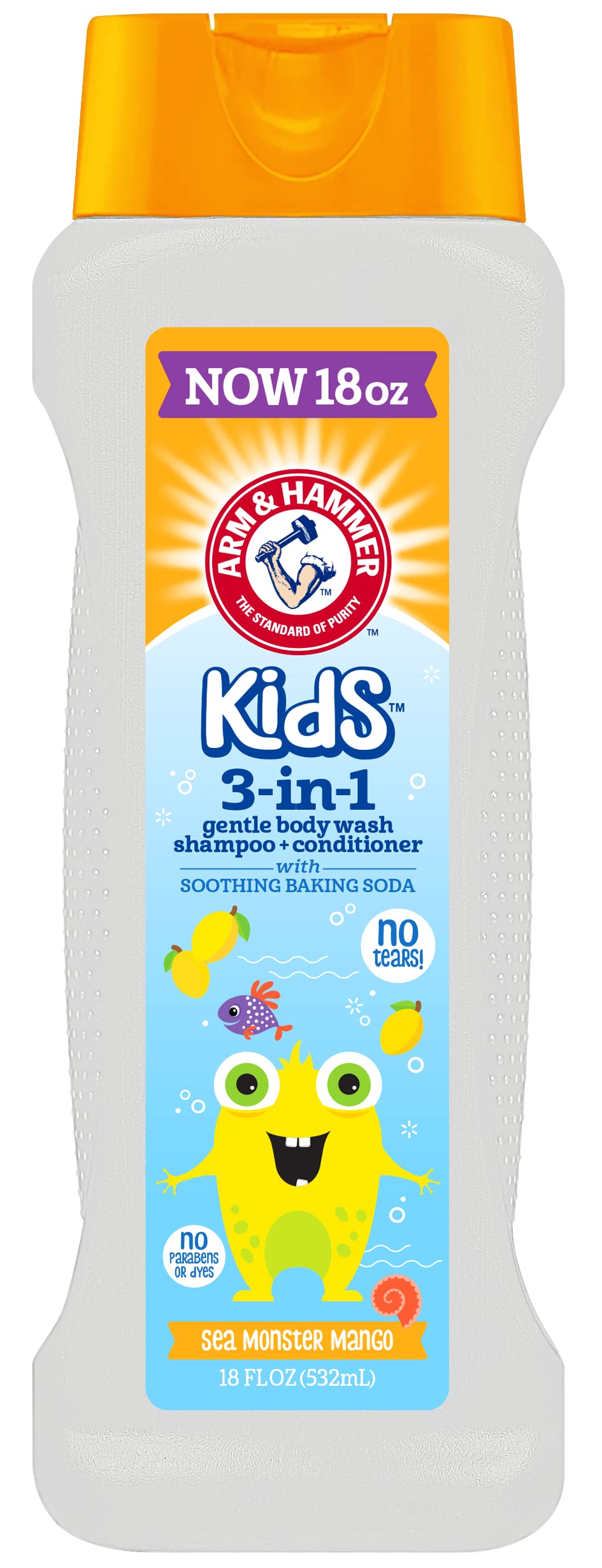 Kids 3-in-1: Gentle Body Wash, Shampoo + Conditioner by Arm & Hammer - Non-toxic, STOP rated product free from harmful chemicals