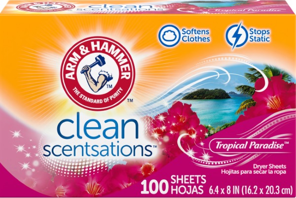Clean Sensations Dryer Sheets - Tropical Paradise by ARM & HAMMER - Non-toxic, STOP rated product free from harmful chemicals