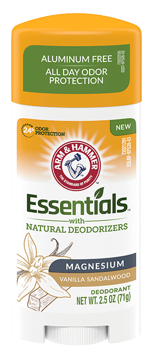 Essentials Solid Deodorant - Magnesium Vanilla Sandalwood by ARM & HAMMER - Non-toxic, STOP rated product free from harmful chemicals