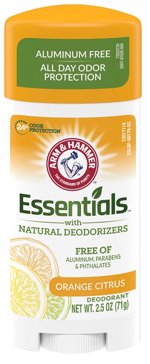 Essentials Solid Deodorant - Orange Citrus by ARM & HAMMER - Non-toxic, STOP rated product free from harmful chemicals
