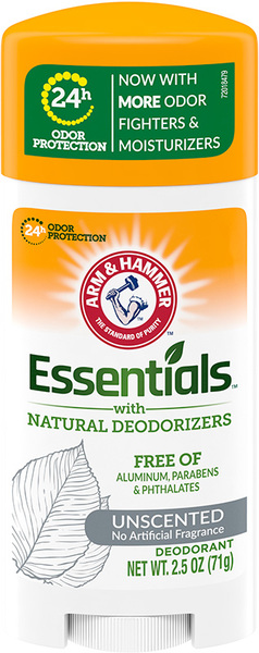 Essentials Solid Deodorant - Unscented by ARM & HAMMER - Non-toxic, SLOW rated product free from harmful chemicals