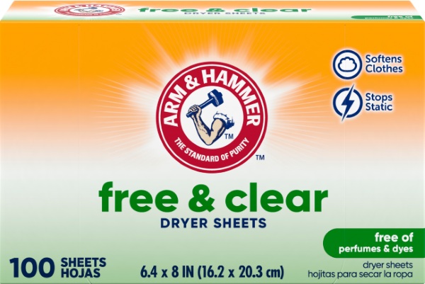 Free & Clear Dryer Sheets by ARM & HAMMER - Non-toxic, STOP rated product free from harmful chemicals