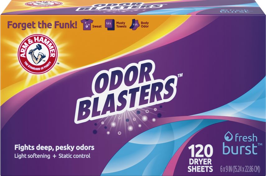 Odor Blasters Dryer Sheets - Fresh Burst Scent by ARM & HAMMER - Non-toxic, STOP rated product free from harmful chemicals