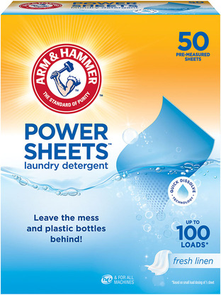 Power Sheets Laundry Detergent - Fresh Linen by ARM & HAMMER - Non-toxic Household Cleaning Products product rated STOP by Million Marker, free from BPA, phthalates, and parabens