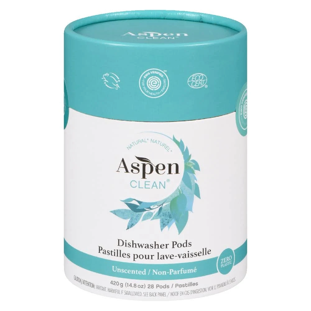 Unscented Dishwasher Pods by AspenClean - Non-toxic, SLOW rated product free from harmful chemicals