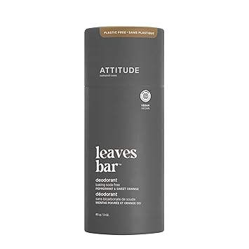 Leaves Bar Deodorant - Peppermint & Sweet Orange by ATTITUDE - Non-toxic, SLOW rated product free from harmful chemicals