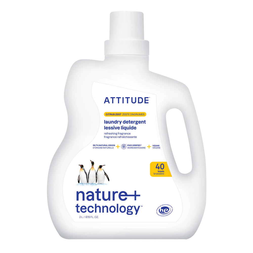 Liquid Laundry Detergent - Citrus Zest by ATTITUDE - Non-toxic, SLOW rated product free from harmful chemicals