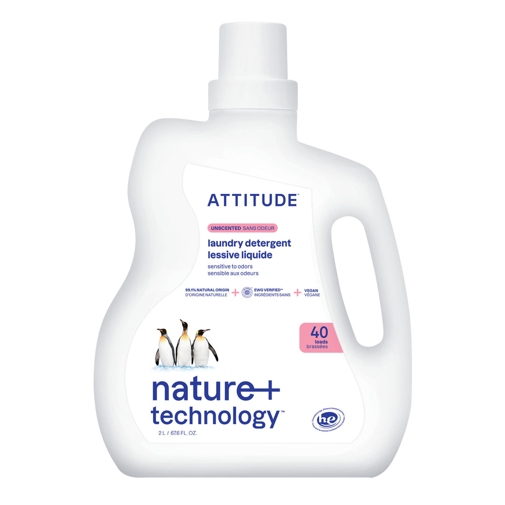 Liquid Laundry Detergent - Unscented by ATTITUDE - Non-toxic Laundry product rated GO by Million Marker, free from BPA, phthalates, and parabens
