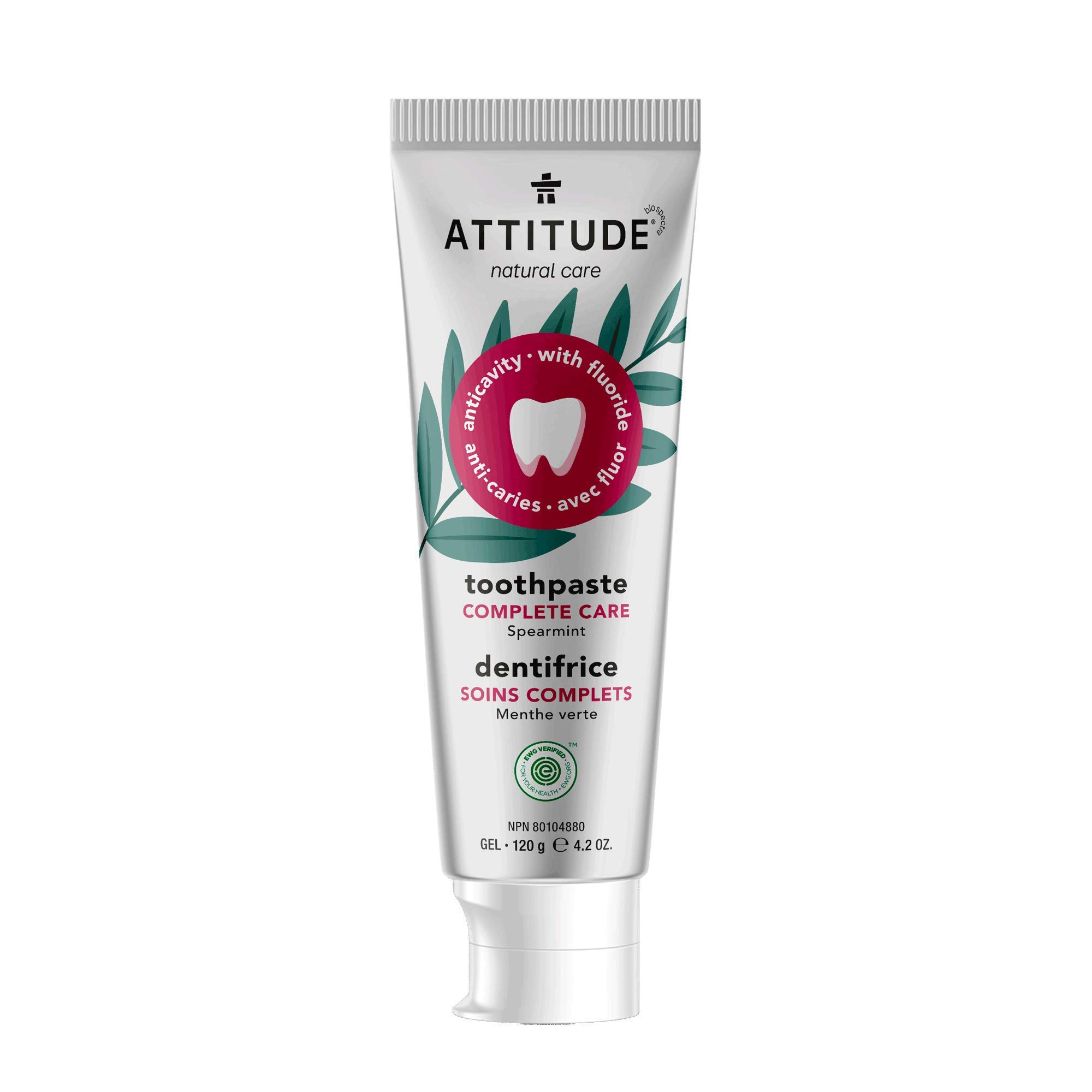 Natural Care Complete Care Toothpaste - Spearmint by ATTITUDE - Non-toxic, GO rated product free from harmful chemicals