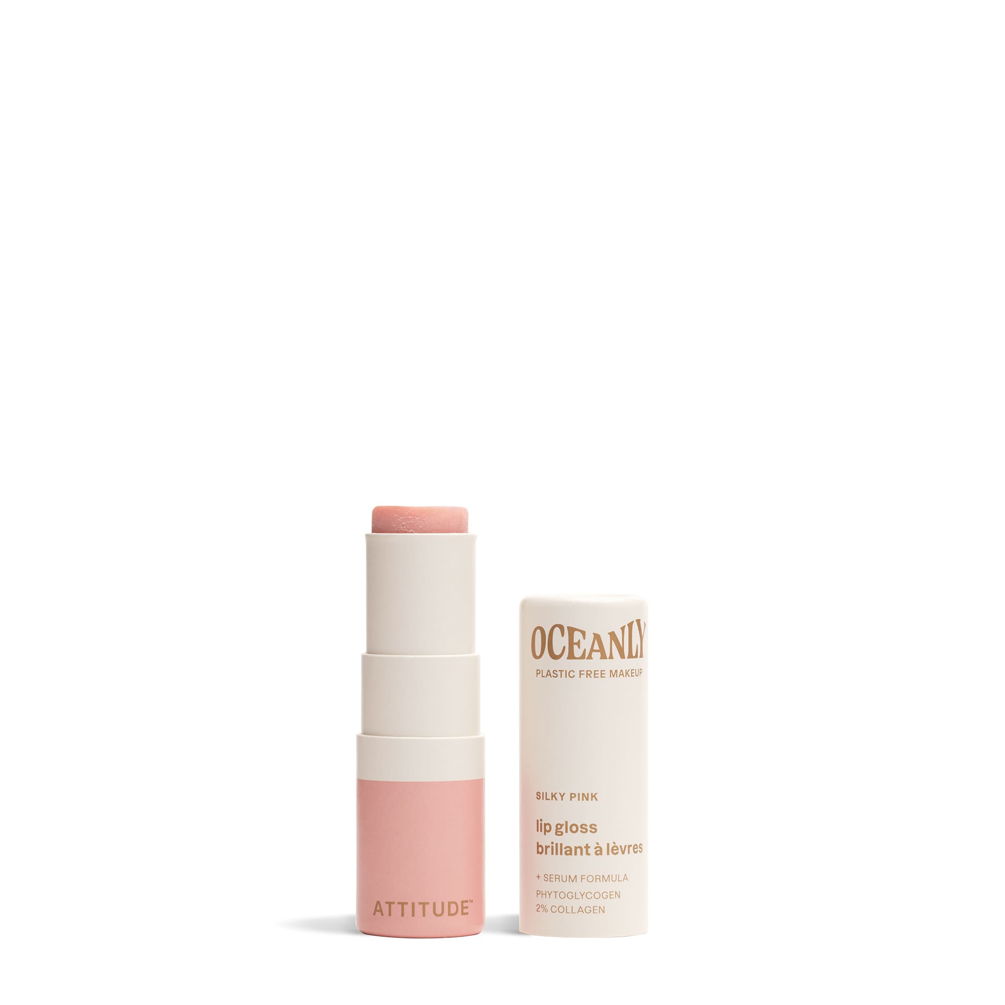 Oceanly Lip Gloss - Silky Pink by ATTITUDE - Non-toxic Cosmetics product rated GO by Million Marker, free from BPA, phthalates, and parabens