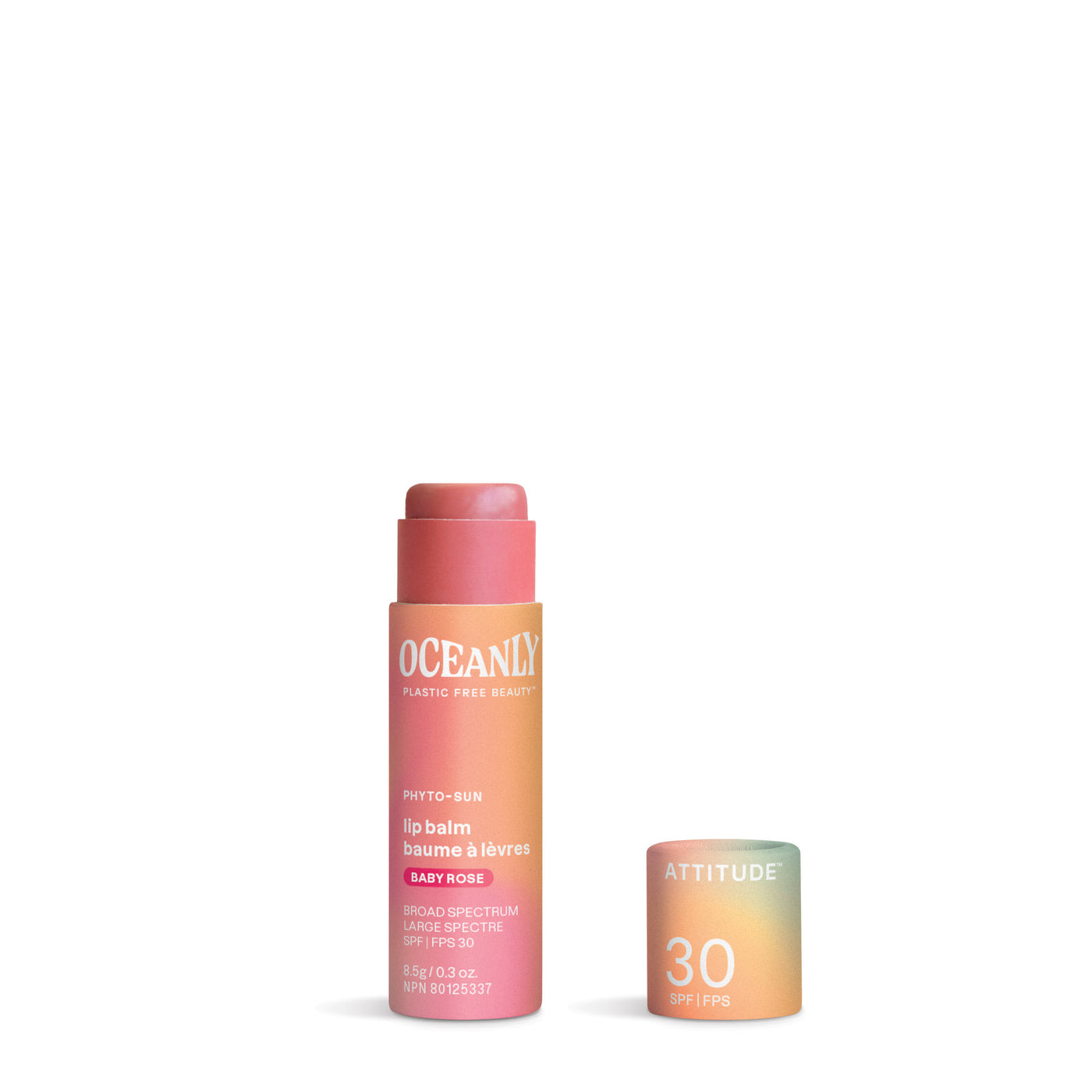 Oceanly PHYTO-SUN Lip Balm SPF 30 - Baby Rose by ATTITUDE - Non-toxic Lip Balms product rated GO by Million Marker, free from BPA, phthalates, and parabens