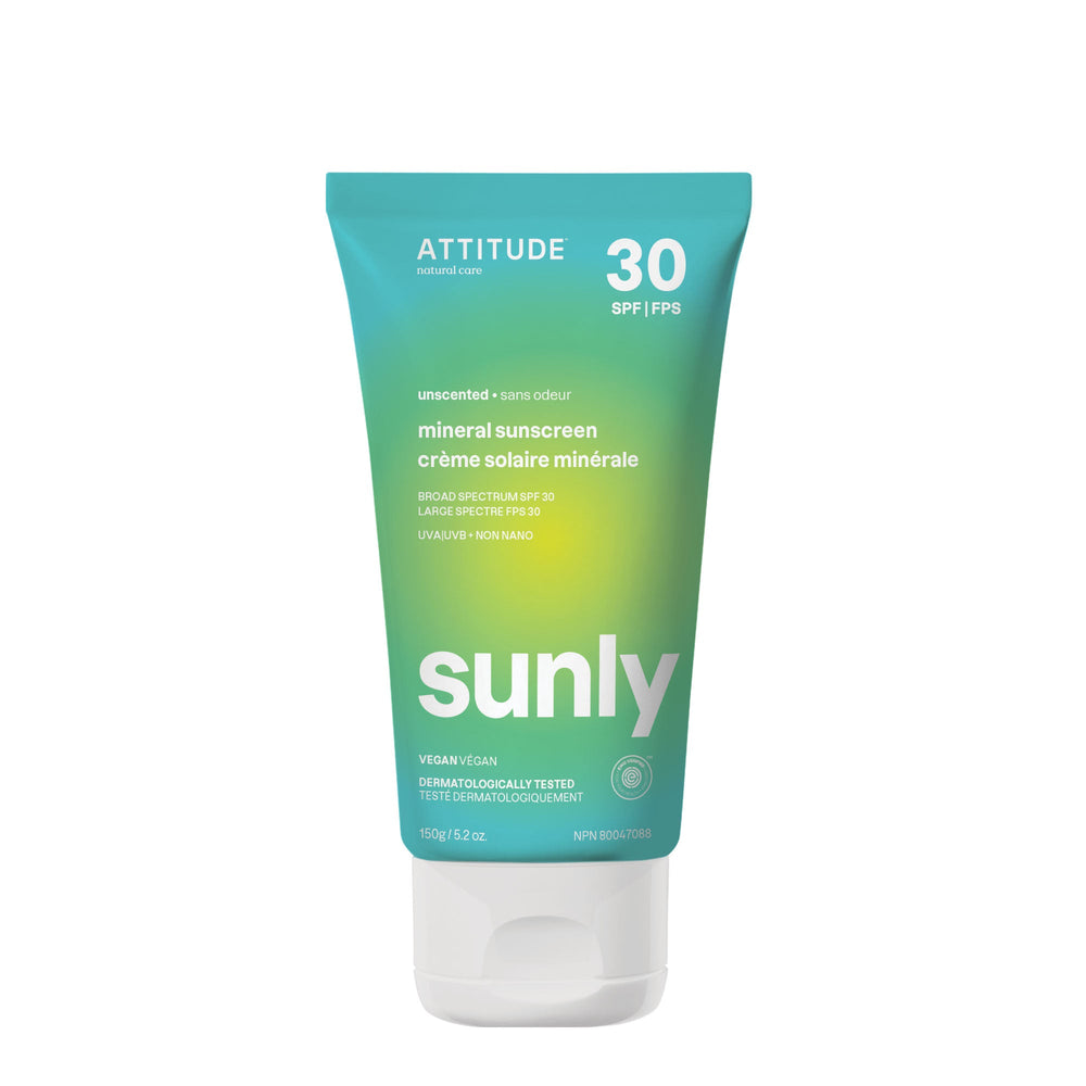 Sunly Mineral Sunscreen SPF 30 - Unscented by ATTITUDE - Non-toxic, GO rated product free from harmful chemicals