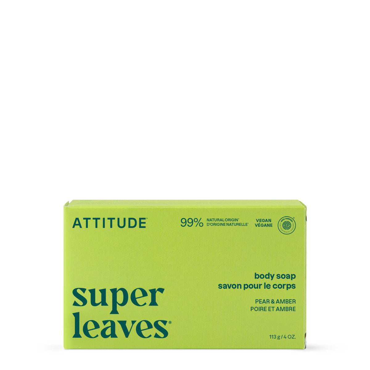 Super Leaves Body Soap Bar - Pear & Amber by ATTITUDE - Non-toxic Soaps + Body Washes product rated SLOW by Million Marker, free from BPA, phthalates, and parabens