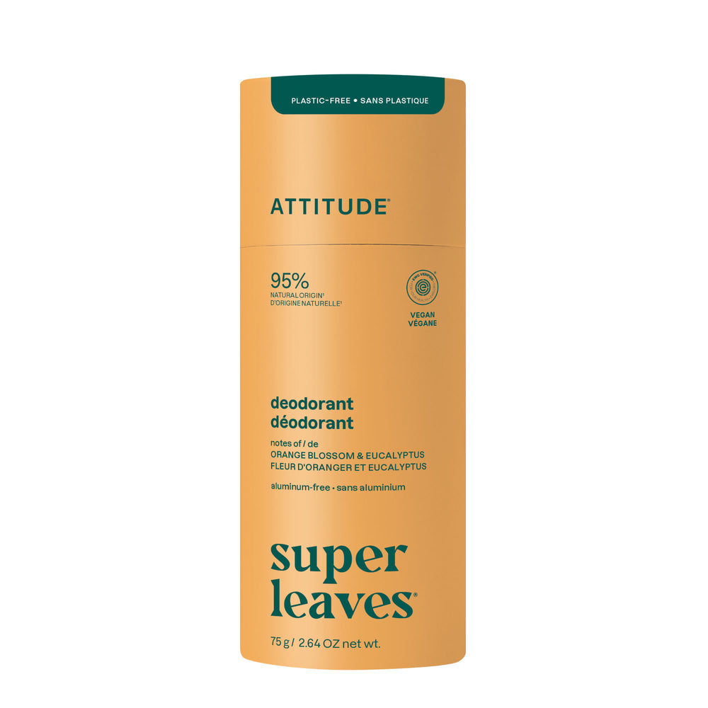 Super Leaves Deodorant - Orange Blossom & Eucalyptus by ATTITUDE - Non-toxic, SLOW rated product free from harmful chemicals