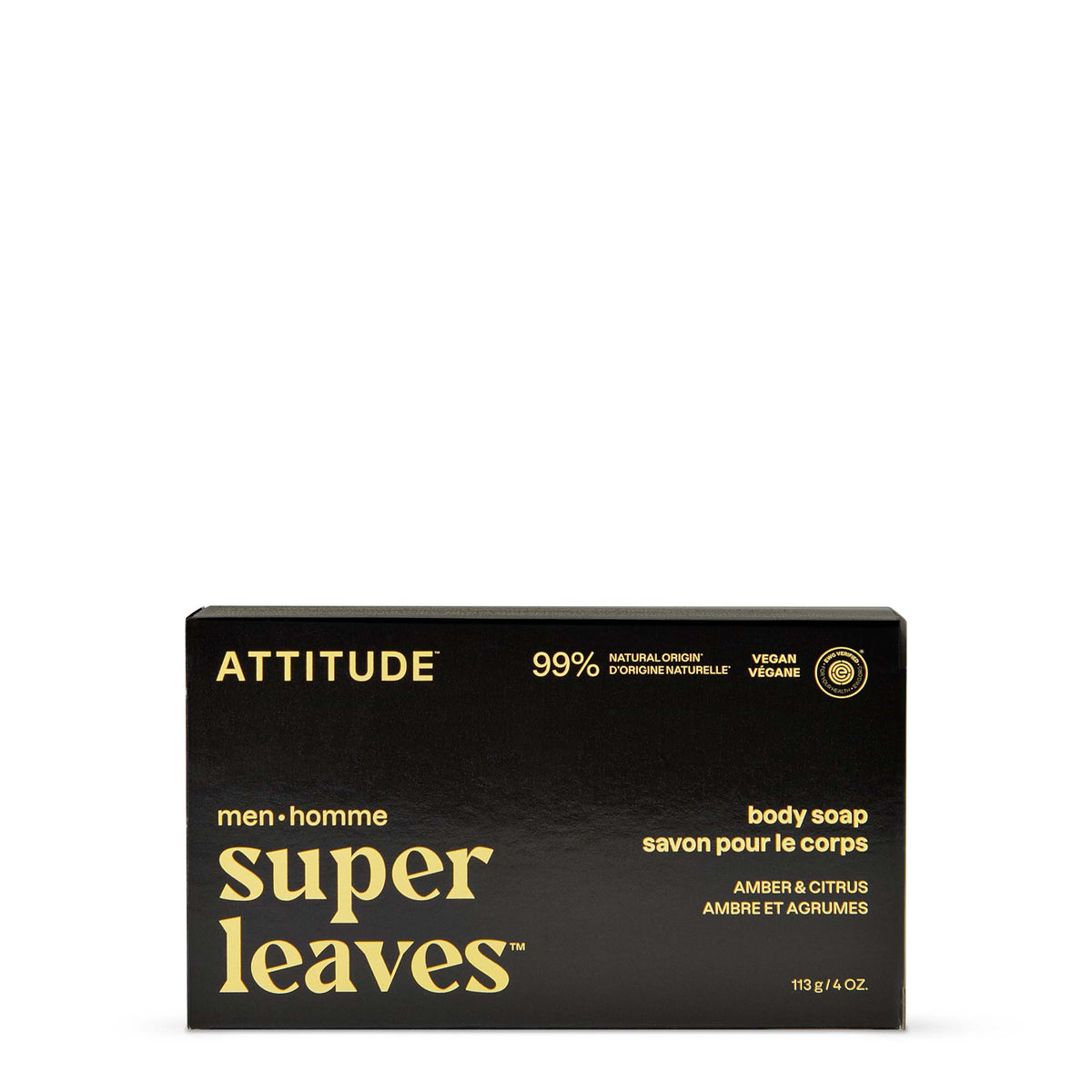 Super Leaves Men Body Soap Bar - Amber & Citrus by ATTITUDE - Non-toxic Soaps + Body Washes product rated SLOW by Million Marker, free from BPA, phthalates, and parabens