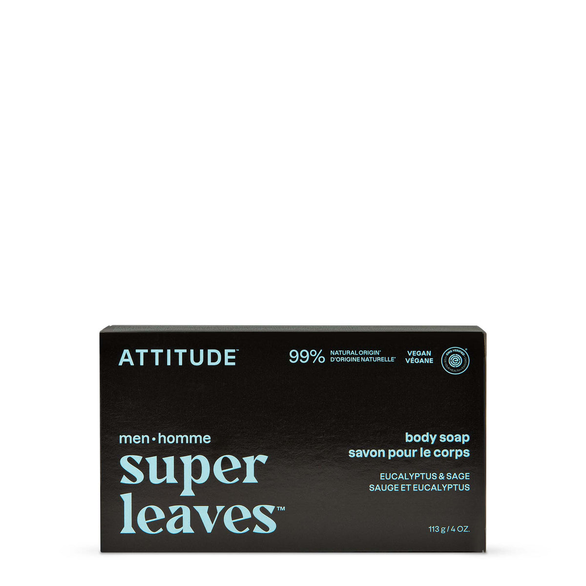Super Leaves Men Body Soap Bar - Eucalyptus & Sage by ATTITUDE - Non-toxic Soaps + Body Washes product rated SLOW by Million Marker, free from BPA, phthalates, and parabens