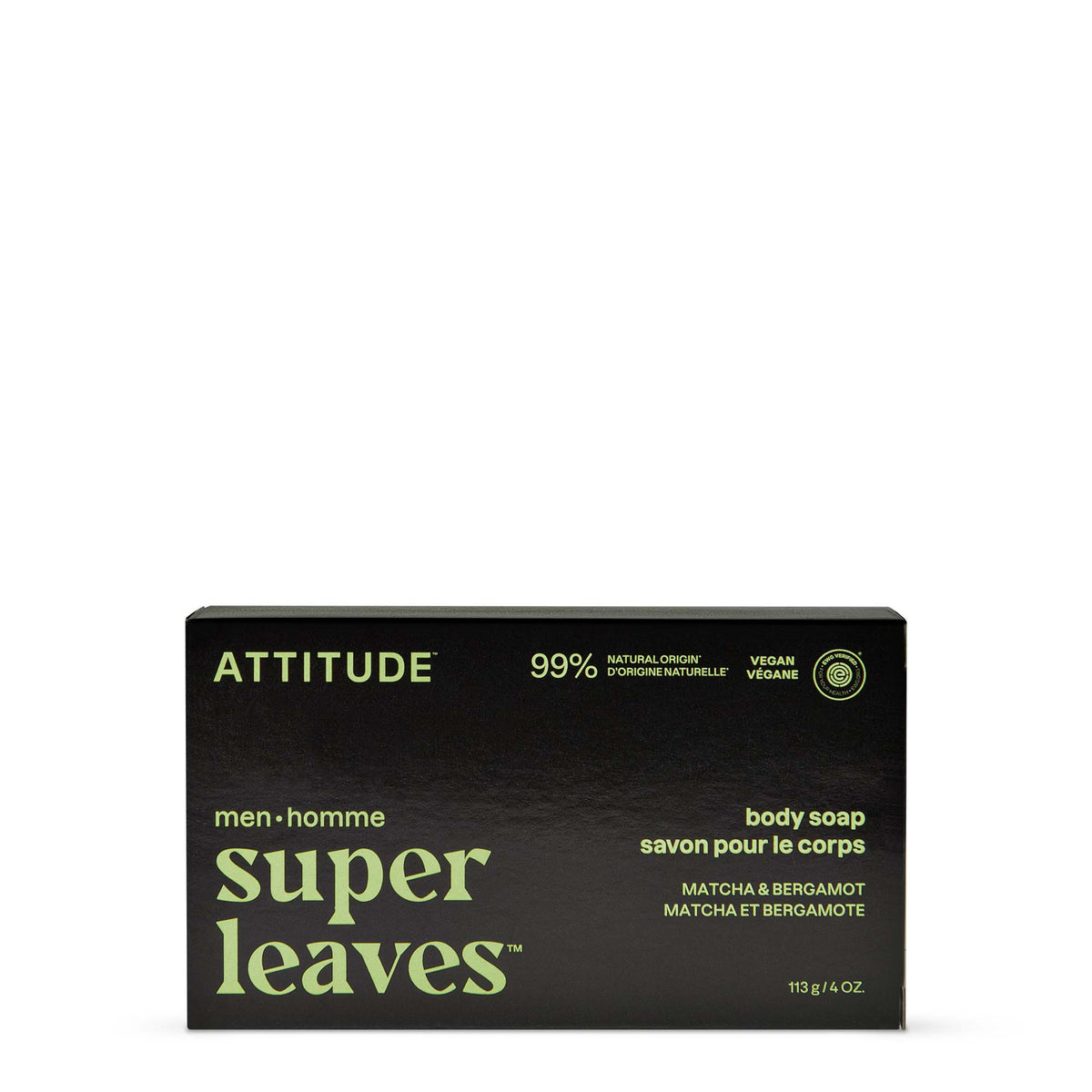 Super Leaves Men Body Soap Bar - Matcha & Bergamot by ATTITUDE - Non-toxic Soaps + Body Washes product rated SLOW by Million Marker, free from BPA, phthalates, and parabens
