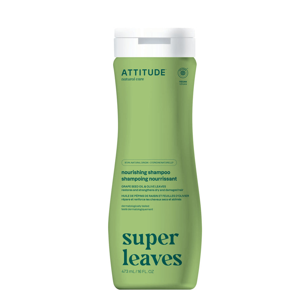 Super Leaves Nourishing Shampoo - Grape Seed Oil & Olive Leaves by ATTITUDE - Non-toxic, SLOW rated product free from harmful chemicals