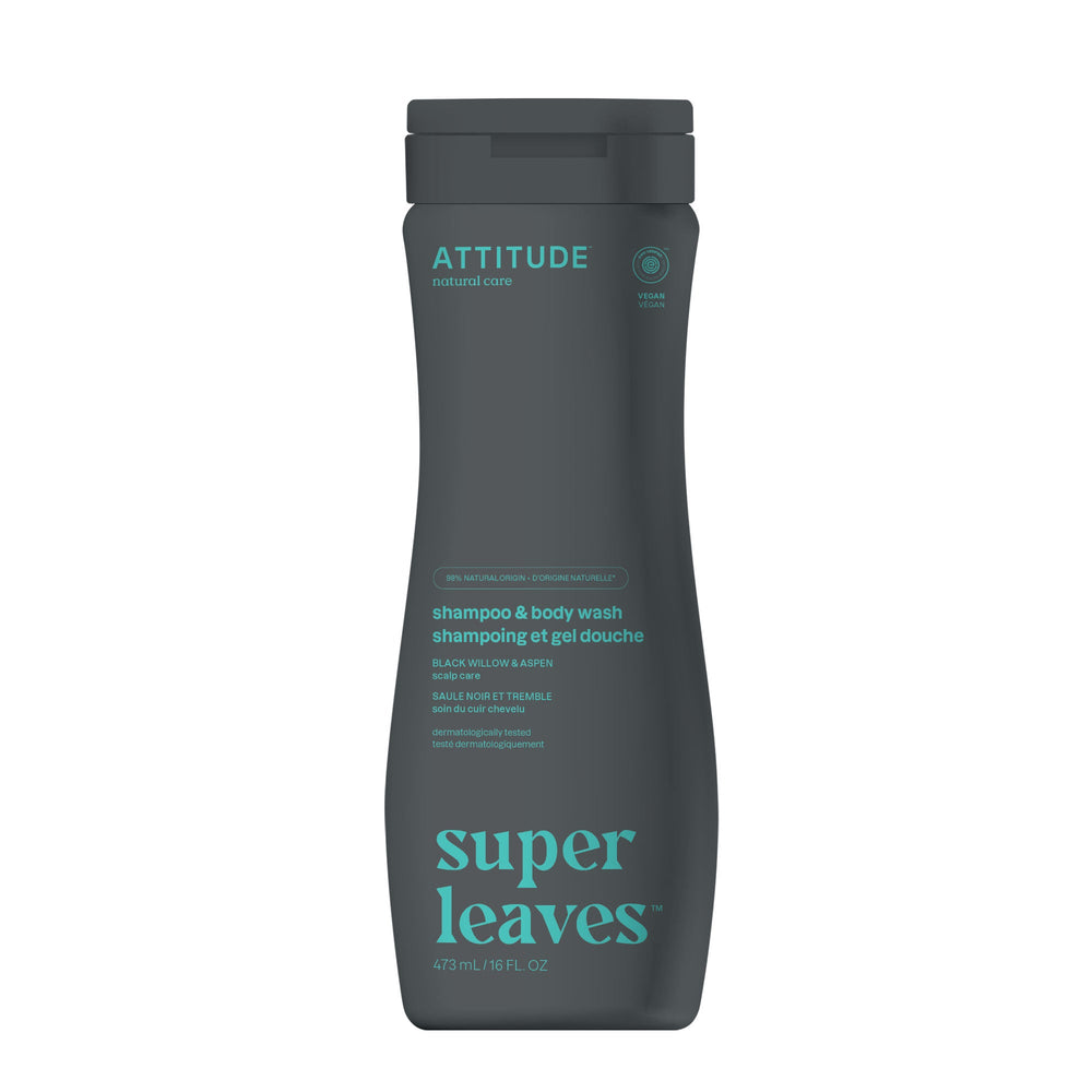 Super Leaves Shampoo & Body Wash - Black Willow & Aspen by ATTITUDE - Non-toxic, SLOW rated product free from harmful chemicals