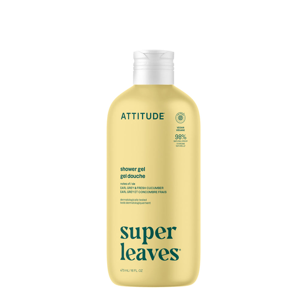 Super Leaves Shower Gel - Earl Grey & Fresh Cucumber by ATTITUDE - Non-toxic, SLOW rated product free from harmful chemicals