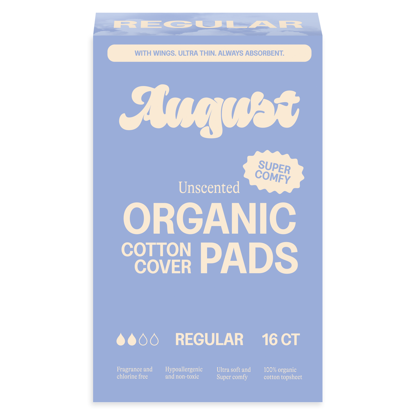 Regular Pads by August - Non-toxic Period Products + Hygiene product rated GO by Million Marker, free from BPA, phthalates, and parabens