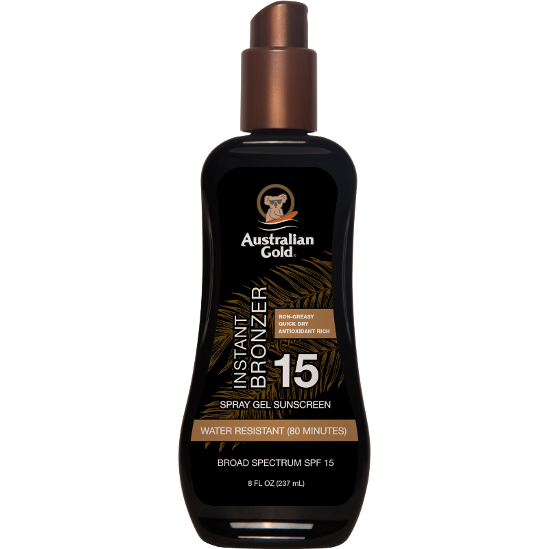 Instant Bronzer Spray Gel Sunscreen Broad Spectrum Spf 15 by Australian Gold - Non-toxic, STOP rated product free from harmful chemicals