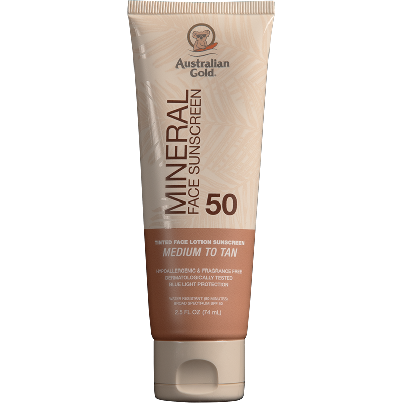 Mineral Tinted Face Sunscreen - Medium To Tan by Australian Gold - Non-toxic, STOP rated product free from harmful chemicals
