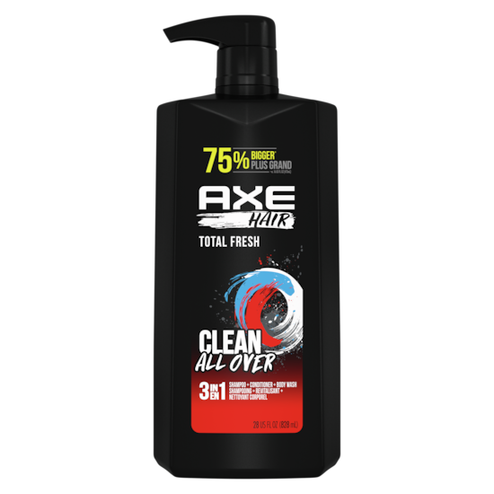 Clean All Over 3 In 1 Shampoo + Conditioner + Body Wash - Total Fresh by AXE - Non-toxic Shampoos + Conditioners product rated STOP by Million Marker, free from BPA, phthalates, and parabens