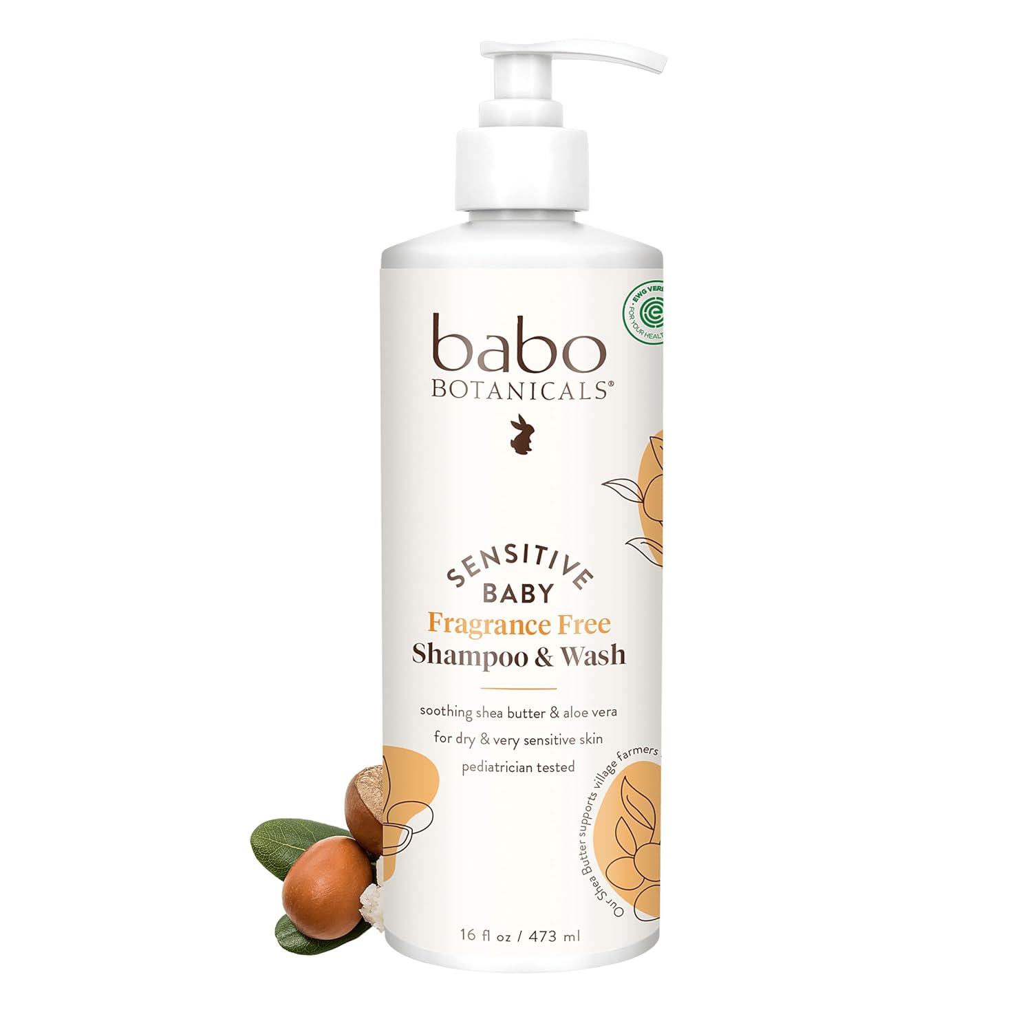 Sensitive Baby Fragrance-Free Shampoo & Wash by Babo Botanicals - Non-toxic Baby Soap, Bodywash, Shampoo + Conditioner product rated SLOW by Million Marker, free from BPA, phthalates, and parabens