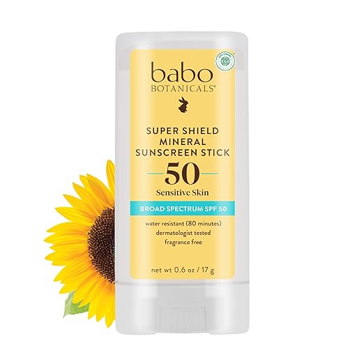 Super Shield Mineral Sunscreen Stick SPF50 by Babo Botanicals - Non-toxic, GO rated product free from harmful chemicals
