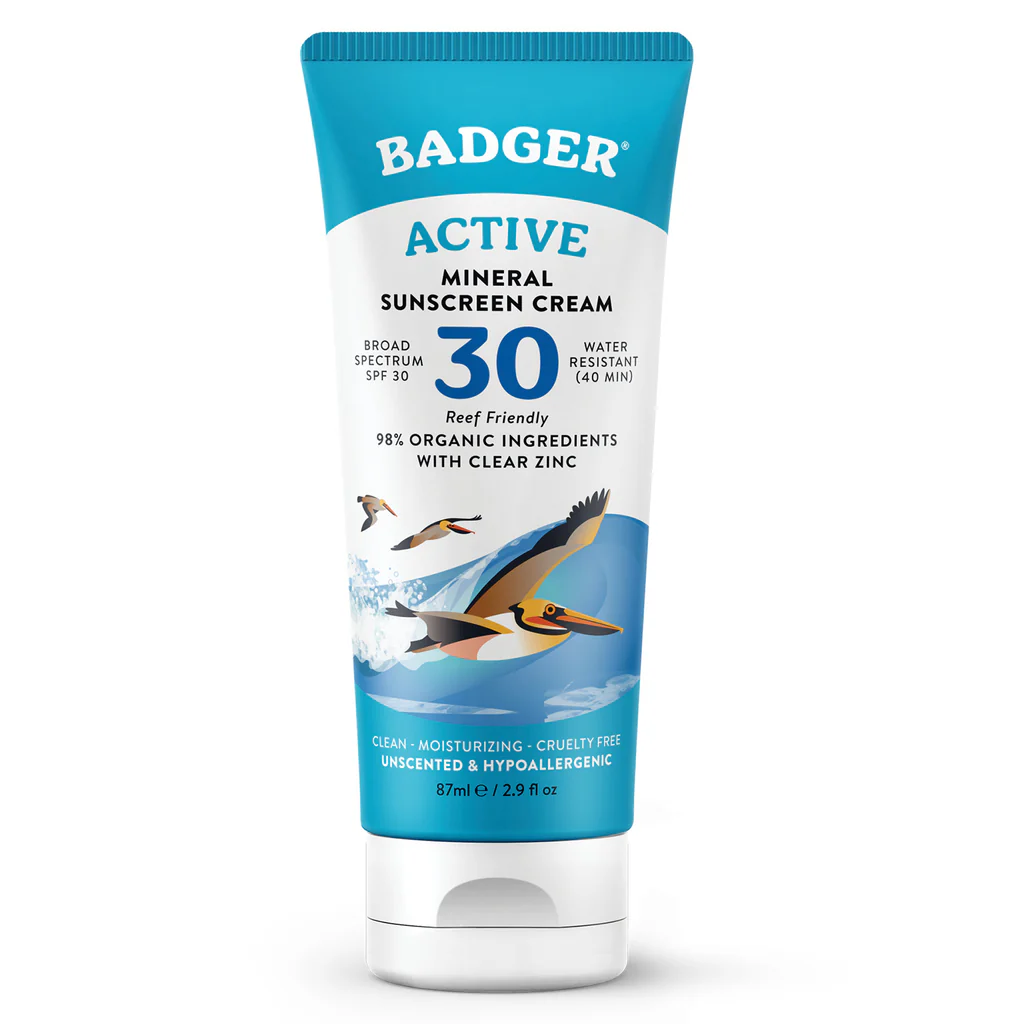 Active Mineral Sunscreen Cream - SPF 30 by Badger - Non-toxic Sunscreens product rated GO by Million Marker, free from BPA, phthalates, and parabens
