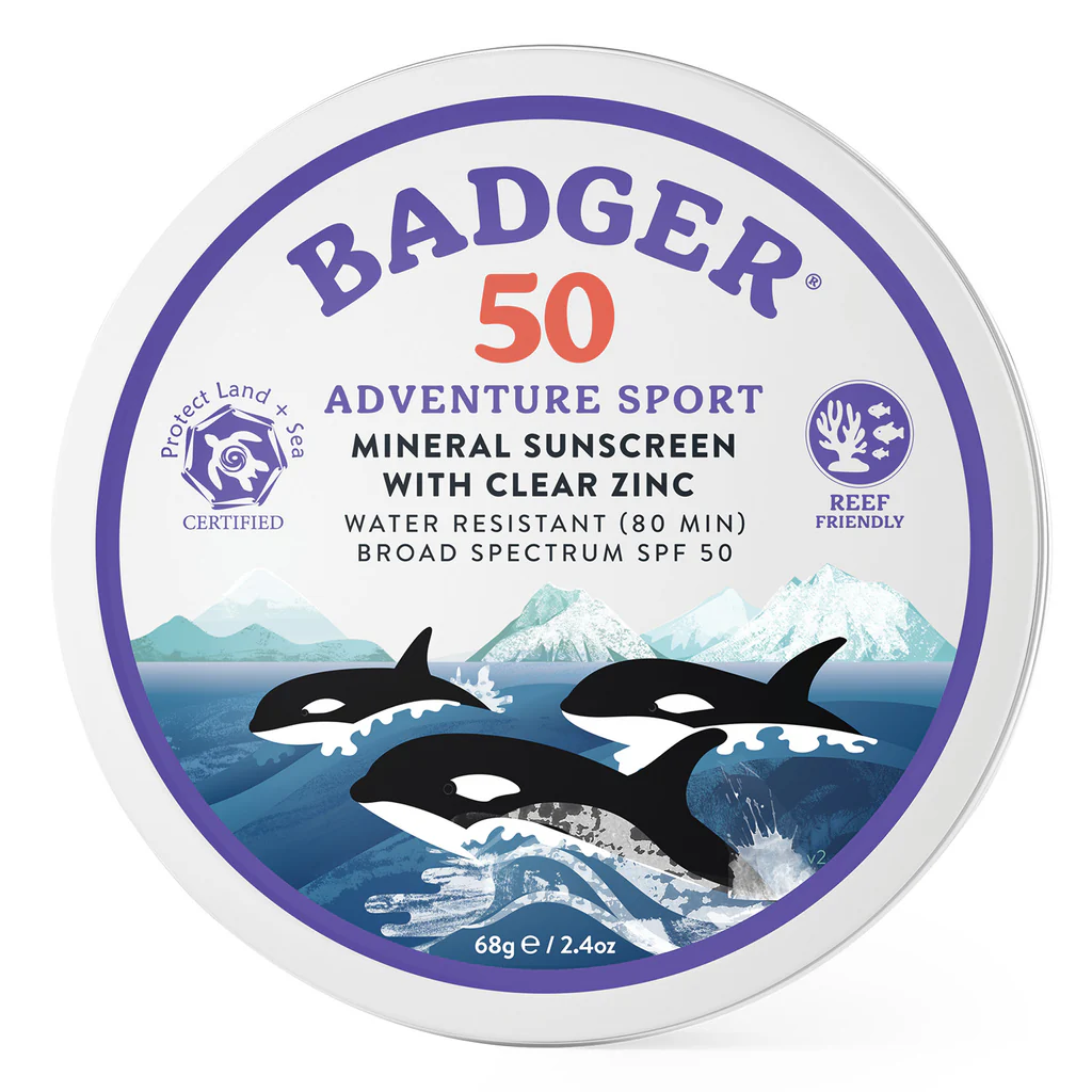 Adventure Mineral Sunscreen Tin - SPF 50 by Badger - Non-toxic, GO rated product free from harmful chemicals