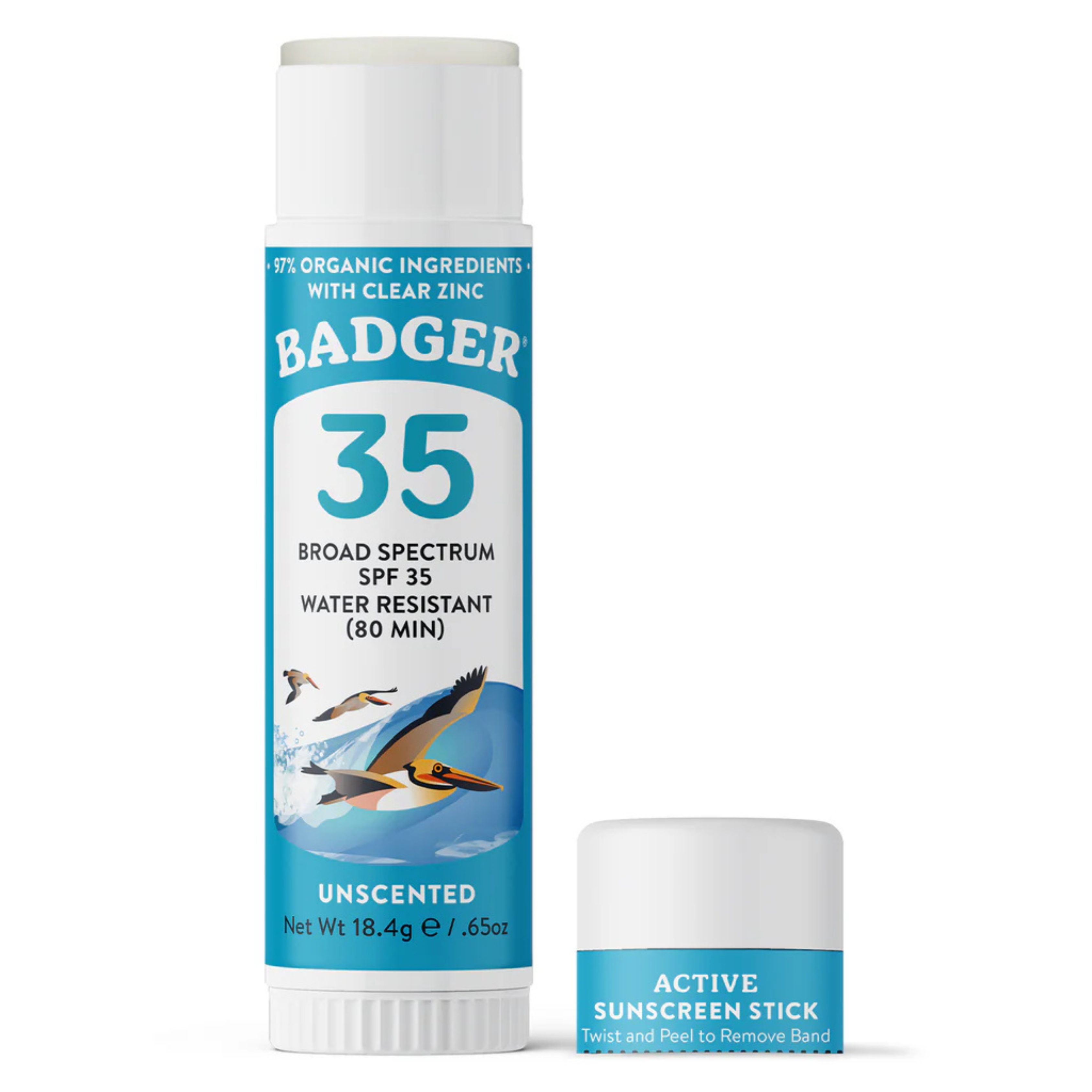 Active Mineral Sunscreen Stick - SPF 35 by Badger - Non-toxic Sunscreens product rated GO by Million Marker, free from BPA, phthalates, and parabens