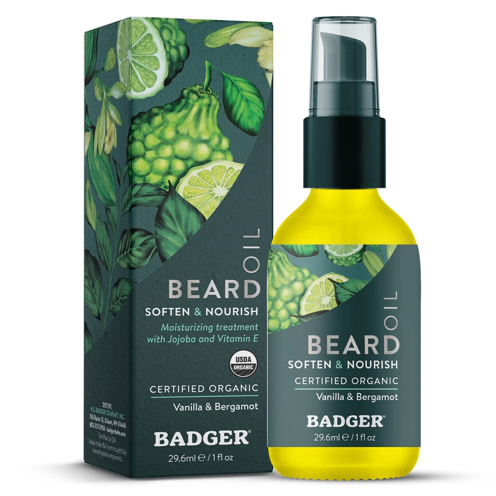 Beard Oil, Bergamot & Vanilla by Badger - Non-toxic Hair Styling + Treatment product rated SLOW by Million Marker, free from BPA, phthalates, and parabens