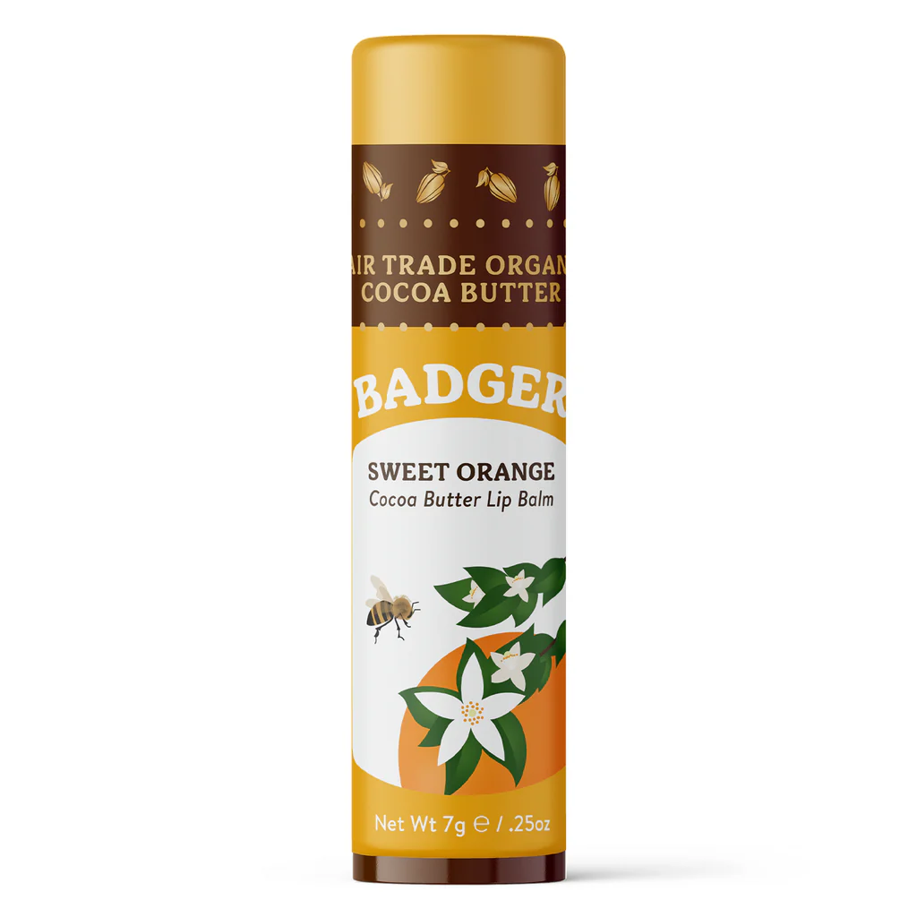 Cocoa Butter Lip Balm - Sweet Orange by Badger - Non-toxic, SLOW rated product free from harmful chemicals
